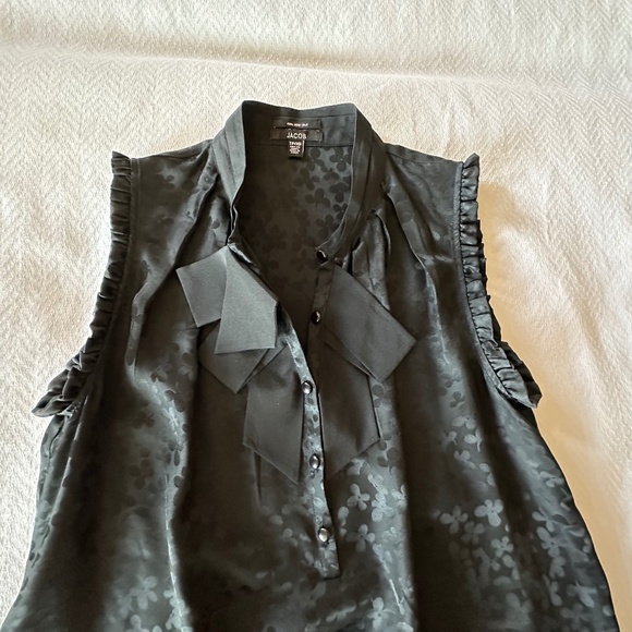 Sleeveless Silk Blouse, Size XS, Black - Picture 9 of 14